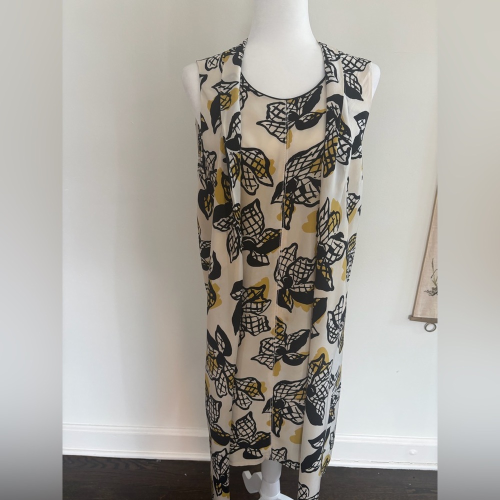 Marni Black and Yellow Patterned Midi Dress